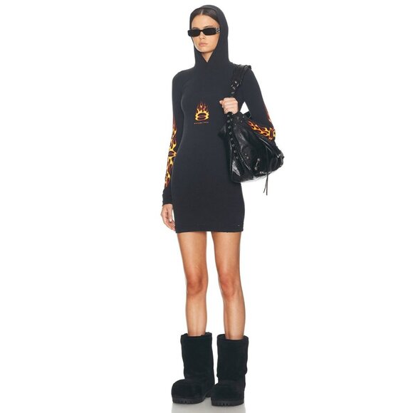 Balenciaga Hooded Dress in Washed Out Black - Picture 4 of 4